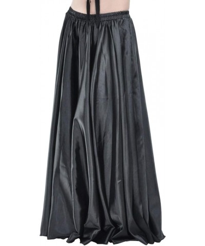 Women's Satin Full Circle Swing Halloween Belly Dance Tribal Skirt Black $12.18 Skirts