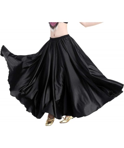 Women's Satin Full Circle Swing Halloween Belly Dance Tribal Skirt Black $12.18 Skirts