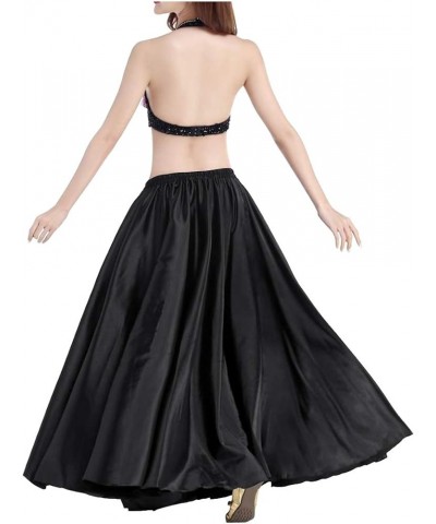 Women's Satin Full Circle Swing Halloween Belly Dance Tribal Skirt Black $12.18 Skirts