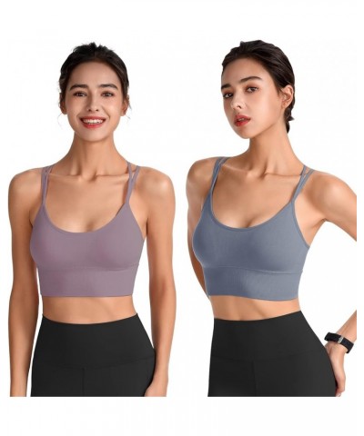 Sports Bras for Women Padded Strappy Criss Cross Cropped Bras for Yoga Workout Fitness Running Gym Low Impact Top 07 Black/Wh...