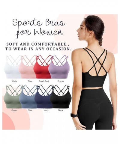 Sports Bras for Women Padded Strappy Criss Cross Cropped Bras for Yoga Workout Fitness Running Gym Low Impact Top 07 Black/Wh...