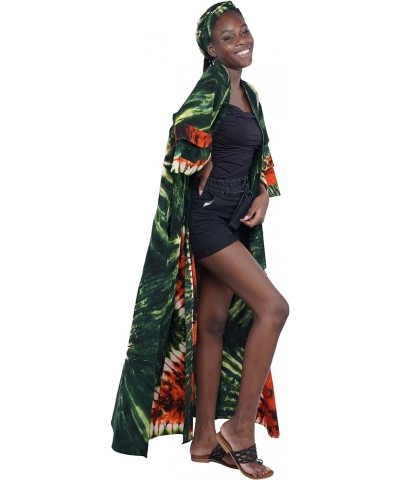 Women Tie & Dye Long Kimono Jacket, 2 Deep Pockets with Matching Headwrap, Trench Coat, Cardigan Jacket Afrocentric Mix5 $23....