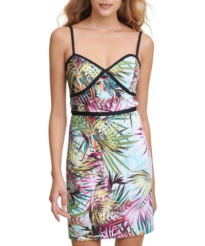 Women's Sleeveless V Neck Dress with Sequin Flowers Multi $37.34 Dresses