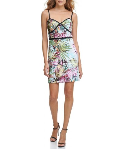 Women's Sleeveless V Neck Dress with Sequin Flowers Multi $37.34 Dresses