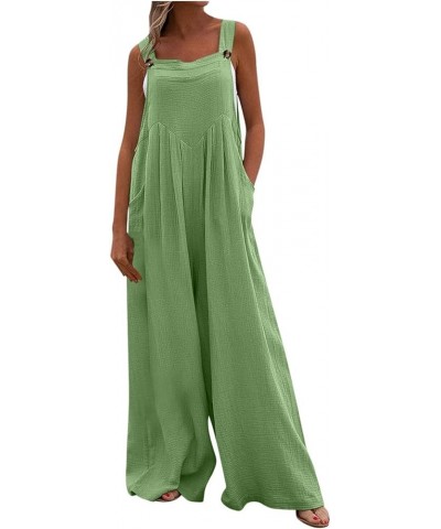 Womens Summer Jumpsuits Casual Fashion Bib Wide Leg Rompers Sleeveless Adjustable Straps Plus Size Overalls Pockets B Green $...