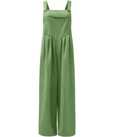 Womens Summer Jumpsuits Casual Fashion Bib Wide Leg Rompers Sleeveless Adjustable Straps Plus Size Overalls Pockets B Green $...