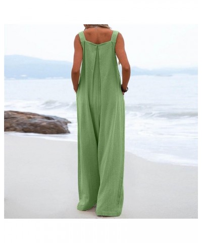 Womens Summer Jumpsuits Casual Fashion Bib Wide Leg Rompers Sleeveless Adjustable Straps Plus Size Overalls Pockets B Green $...