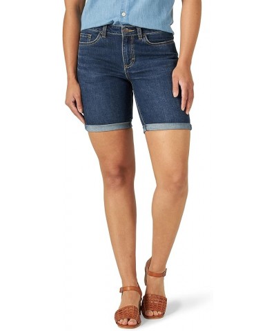 Women's Legendary Mid-Rise Cuffed Bermuda Jean Short Deep Indigo $18.12 Shorts