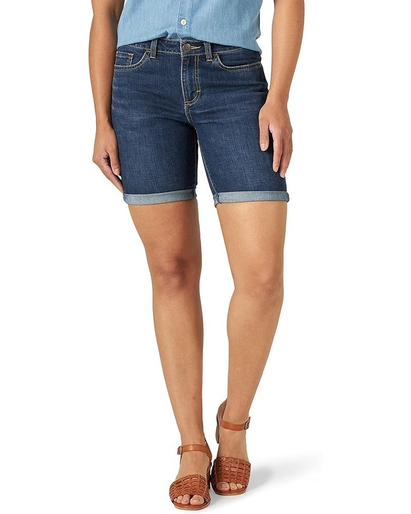 Women's Legendary Mid-Rise Cuffed Bermuda Jean Short Deep Indigo $18.12 Shorts