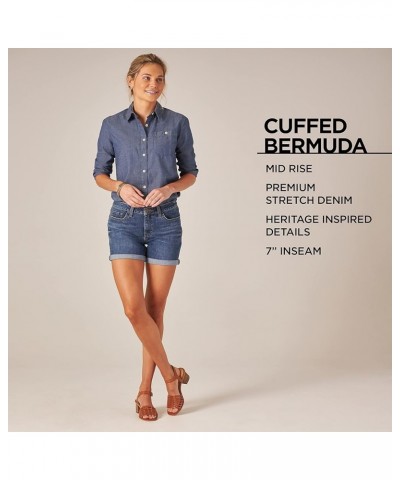 Women's Legendary Mid-Rise Cuffed Bermuda Jean Short Deep Indigo $18.12 Shorts