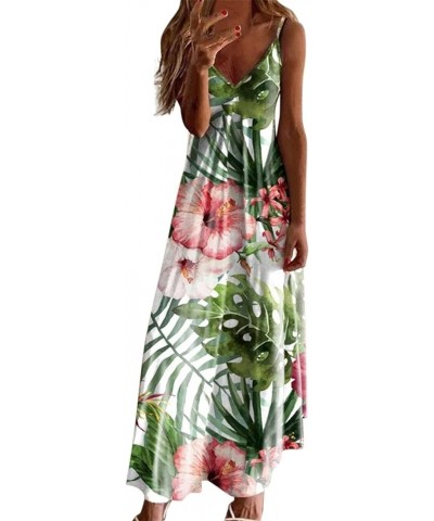 Summer Dresses for Women 2024 Casual Party Spaghetti Strap Floral Boho Beach Long Sundress Hawaiian Maxi Dress D Green $7.65 ...