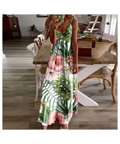 Summer Dresses for Women 2024 Casual Party Spaghetti Strap Floral Boho Beach Long Sundress Hawaiian Maxi Dress D Green $7.65 ...