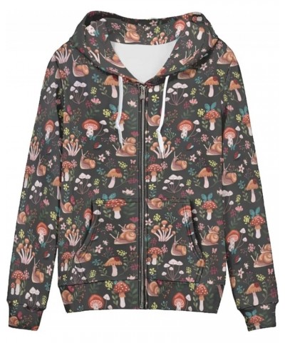 Yuuxorilu Womens Zip Up Hoodies Long Sleeve Fall Oversized Sweatshirts Y2K Jacket with Pockets Mushroom Snail Printed $19.88 ...