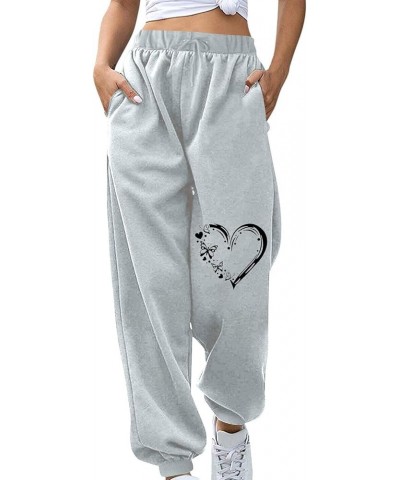 Women's Cozy Running Joggers Pants Dog Paw Heart Print Loose Workout Sweatpants Comfy Lounge Pants with Pockets Gray $9.09 Ac...