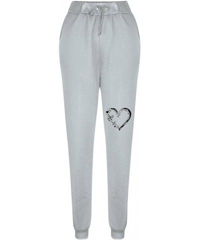 Women's Cozy Running Joggers Pants Dog Paw Heart Print Loose Workout Sweatpants Comfy Lounge Pants with Pockets Gray $9.09 Ac...