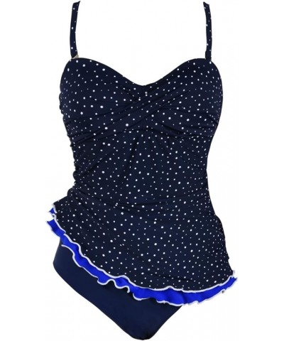 Women's One Piece Swimdress Tummy Control Bathing Suit Front Cross Monokini Ruffled Hem Swimsuits Swim Dress Irregular Dot Na...