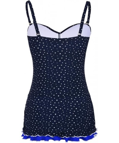 Women's One Piece Swimdress Tummy Control Bathing Suit Front Cross Monokini Ruffled Hem Swimsuits Swim Dress Irregular Dot Na...