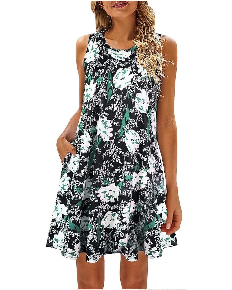 Womens Dresses Sleeveless a Line Dress Summer Casual T Shirt Dresses Boho Floral Print Beach Dress Short Sleeve Sundress 09 $...