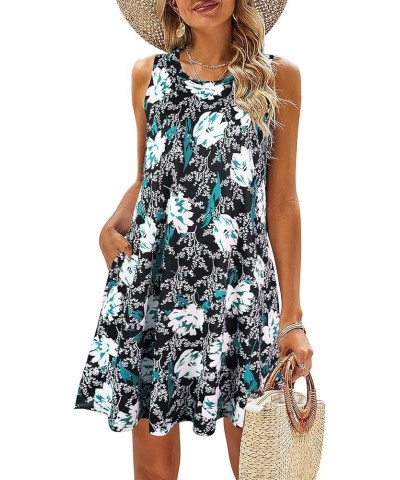 Womens Dresses Sleeveless a Line Dress Summer Casual T Shirt Dresses Boho Floral Print Beach Dress Short Sleeve Sundress 09 $...