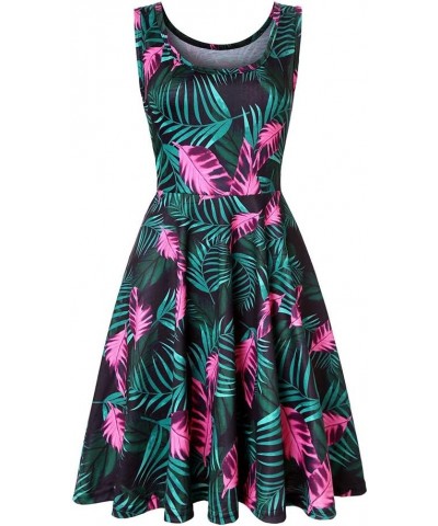 Sleeveless Midi Dress Tank A-Line Dress Casual Floral Printed Beach Flowy Sundress Black Green $11.00 Dresses