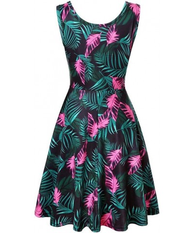 Sleeveless Midi Dress Tank A-Line Dress Casual Floral Printed Beach Flowy Sundress Black Green $11.00 Dresses