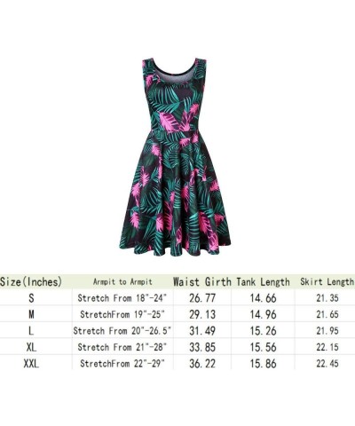 Sleeveless Midi Dress Tank A-Line Dress Casual Floral Printed Beach Flowy Sundress Black Green $11.00 Dresses