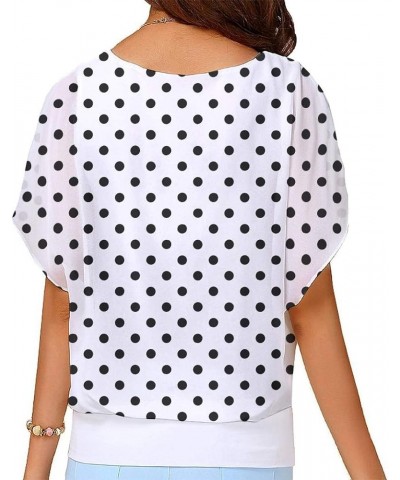 Women's Summer Loose Casual Short Sleeve Chiffon Top T-Shirt Blouse White Dot $8.50 Blouses