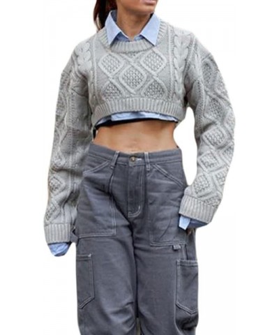 Y2k Knit Long Sleeve Shrug Crop Top Cut Out Crochet Bolero Tops See Through Sweater Harajuku Vintage Streetwear A-grey $11.50...