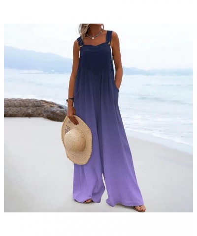 Palazzo Pants For Women Dressy,Linen Jumpsuit Women'S Sleeveless One Piece Jumpsuits With Pockets 03-light Purple $12.95 Rompers