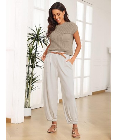 2 Piece Outfits For Women Cozy Knit Lounge Sets Trendy Sweater Set Short Sleeve Fashion Loungewear White $18.45 Activewear