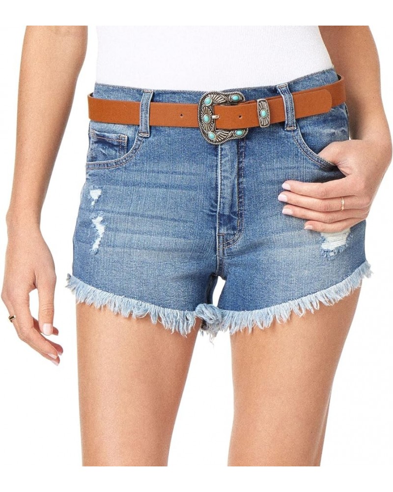 Women's Fearless Curvy Denim Shorts High-Rise Belted Insta Vintage Juniors Shawna $15.98 Shorts