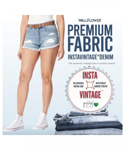 Women's Fearless Curvy Denim Shorts High-Rise Belted Insta Vintage Juniors Shawna $15.98 Shorts