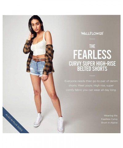 Women's Fearless Curvy Denim Shorts High-Rise Belted Insta Vintage Juniors Shawna $15.98 Shorts