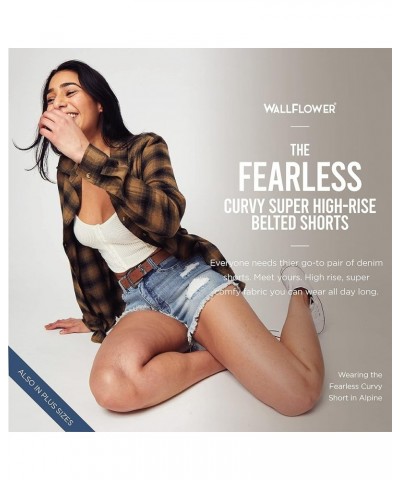 Women's Fearless Curvy Denim Shorts High-Rise Belted Insta Vintage Juniors Shawna $15.98 Shorts