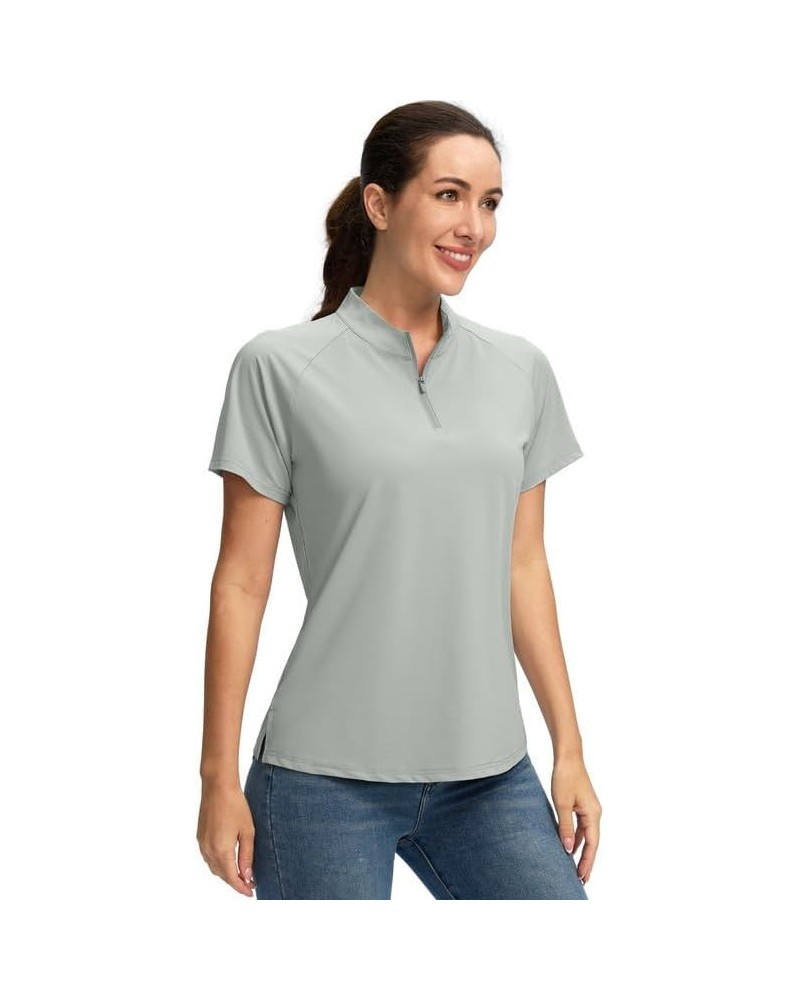 Women's Golf Shirt Short Sleeve Polo with Zip Up Quick Dry Sports Tennis Shirts for Women Golf Apparel Clothes Light Grey $12...