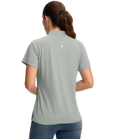 Women's Golf Shirt Short Sleeve Polo with Zip Up Quick Dry Sports Tennis Shirts for Women Golf Apparel Clothes Light Grey $12...