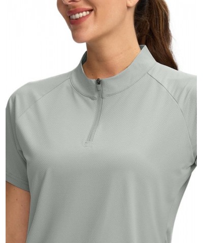 Women's Golf Shirt Short Sleeve Polo with Zip Up Quick Dry Sports Tennis Shirts for Women Golf Apparel Clothes Light Grey $12...