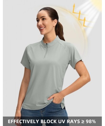 Women's Golf Shirt Short Sleeve Polo with Zip Up Quick Dry Sports Tennis Shirts for Women Golf Apparel Clothes Light Grey $12...