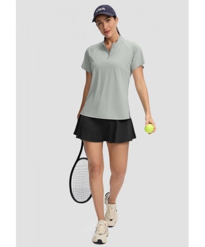 Women's Golf Shirt Short Sleeve Polo with Zip Up Quick Dry Sports Tennis Shirts for Women Golf Apparel Clothes Light Grey $12...