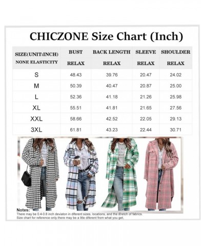 Womens Plaid Shacket Jacket Long Flannel Jacket Casual Lapel Button Down Tartan Trench Coats A-green White $28.76 Jackets