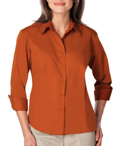 BG6260 - Ladies 3/4 Sleeve Easy Care Poplin with Matching Buttons Burnt Orange $18.89 Blouses