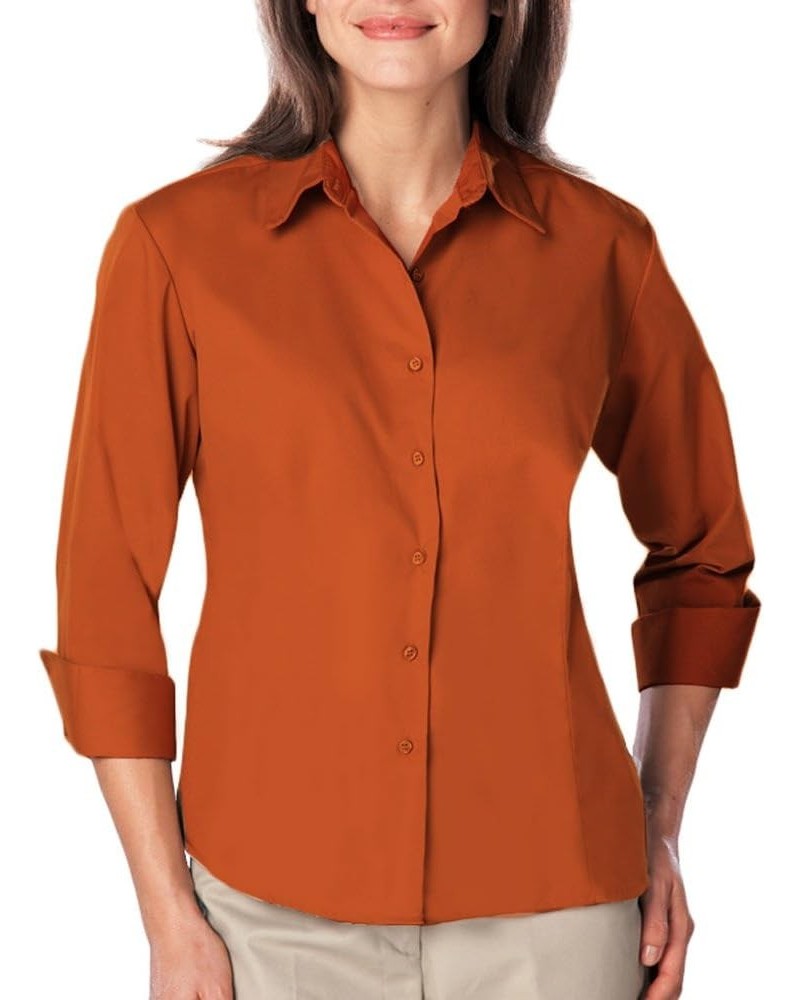 BG6260 - Ladies 3/4 Sleeve Easy Care Poplin with Matching Buttons Burnt Orange $18.89 Blouses