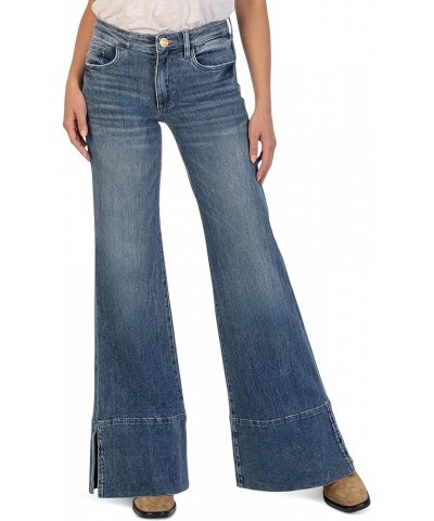 Women's Goldie Mid Rise Super Flare-Wide Hem W/Slit in Continued Continued $35.34 Jeans