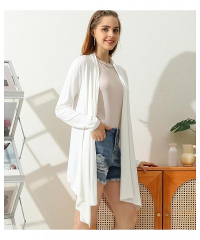 Womens Basic Hi-Lo Open Front Long Cardigan Awtl070_white $16.47 Sweaters