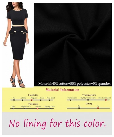 Womens Crew Neck Peplum Colorblock Work Business Office Bodycon Pencil Dress Black and Beige $19.35 Dresses