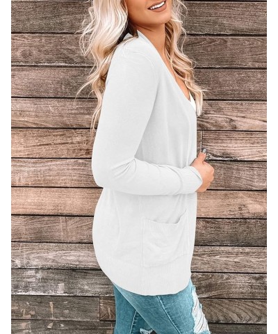 Women's Open Front Casual Knit Cardigan Classic Long Sleeve Sweater Coat White $23.19 Sweaters