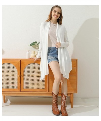 Womens Basic Hi-Lo Open Front Long Cardigan Awtl070_white $16.47 Sweaters