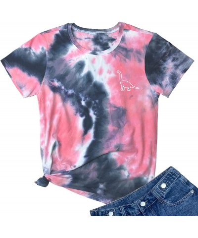 Women Cute Dinosaur Graphic T-Shirts Teen Girls Funny Tees Tie Dye 06 $10.82 T-Shirts