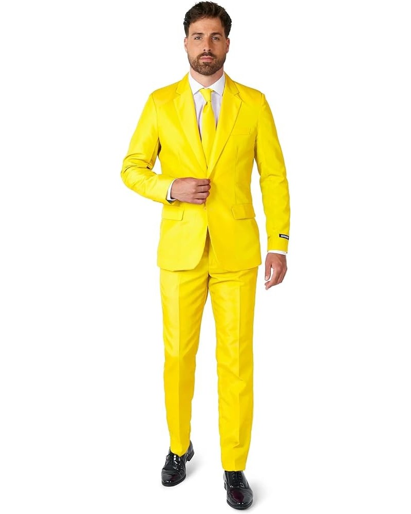 Men's Party Costumes - Slim Fit Solid Color Suit for Leisure - Halloween Parties and Party Wear Solid Yellow $20.27 Others