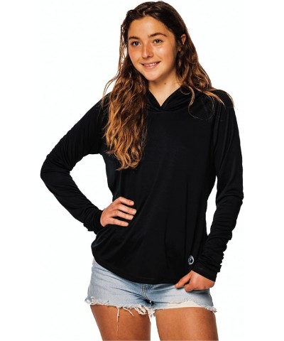 Women's Repreve UPF 50+ UV Sun Protection Long Sleeve Performance Hoodie for Outdoor Lifestyle & Sports Black $18.90 Activewear